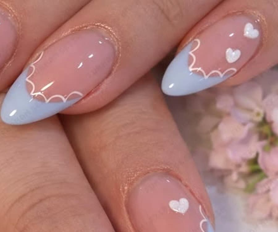 Powder blue French manicure