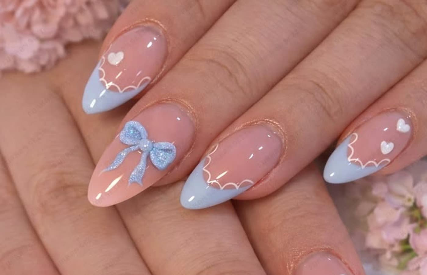 The soft-blue manicure is entering its most romantic era