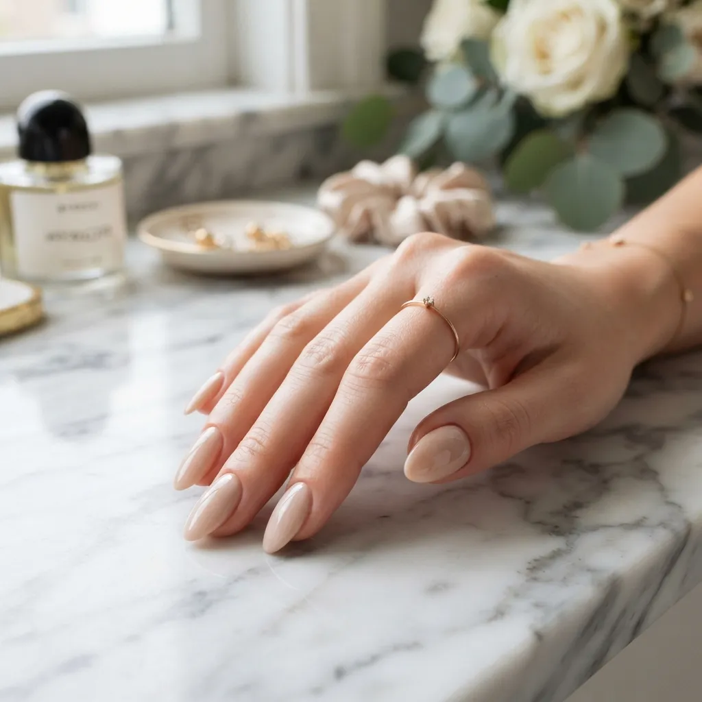 Elegant Nude Almond Nails