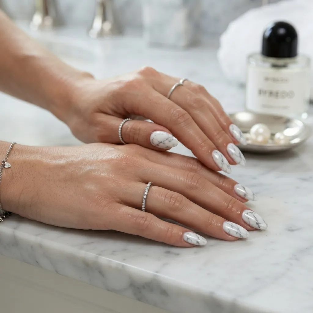 White Marble Nail Design
