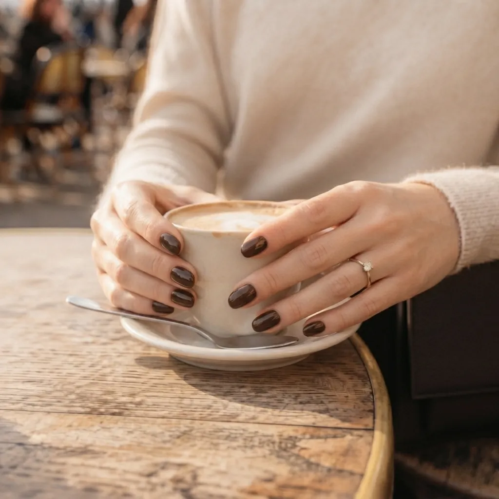 Chocolate Brown Gloss Nails