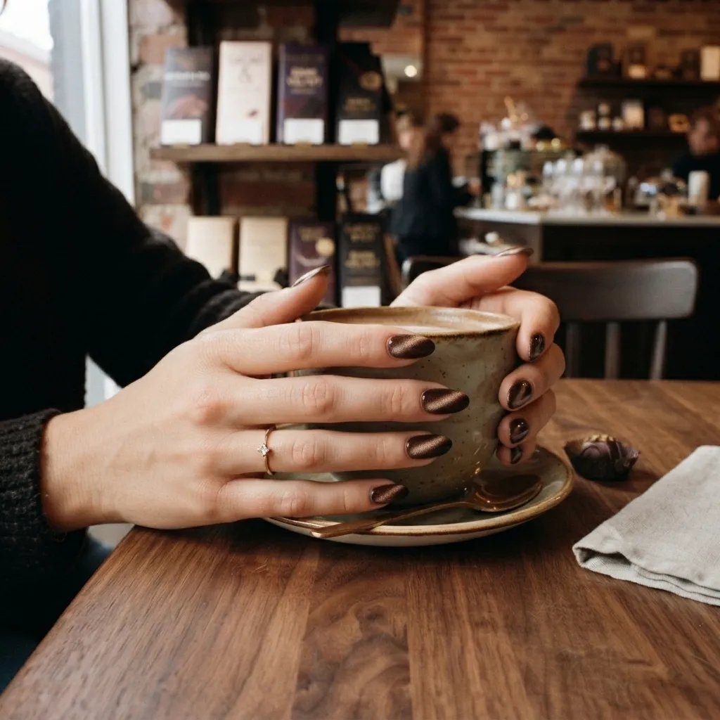 Velvet Mocha Almond Nails