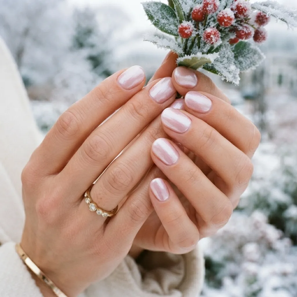 Frosted Baby Pink Nails