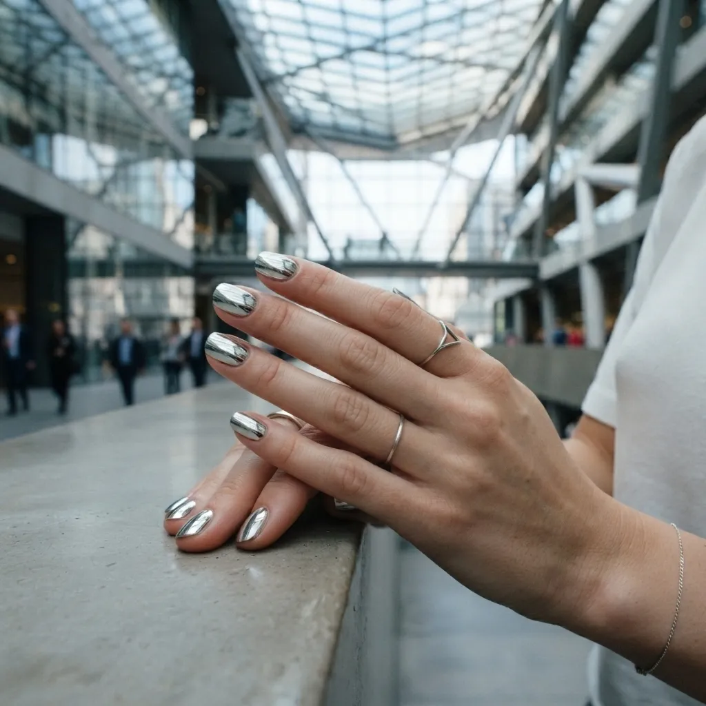 Classic Silver Chrome Nails