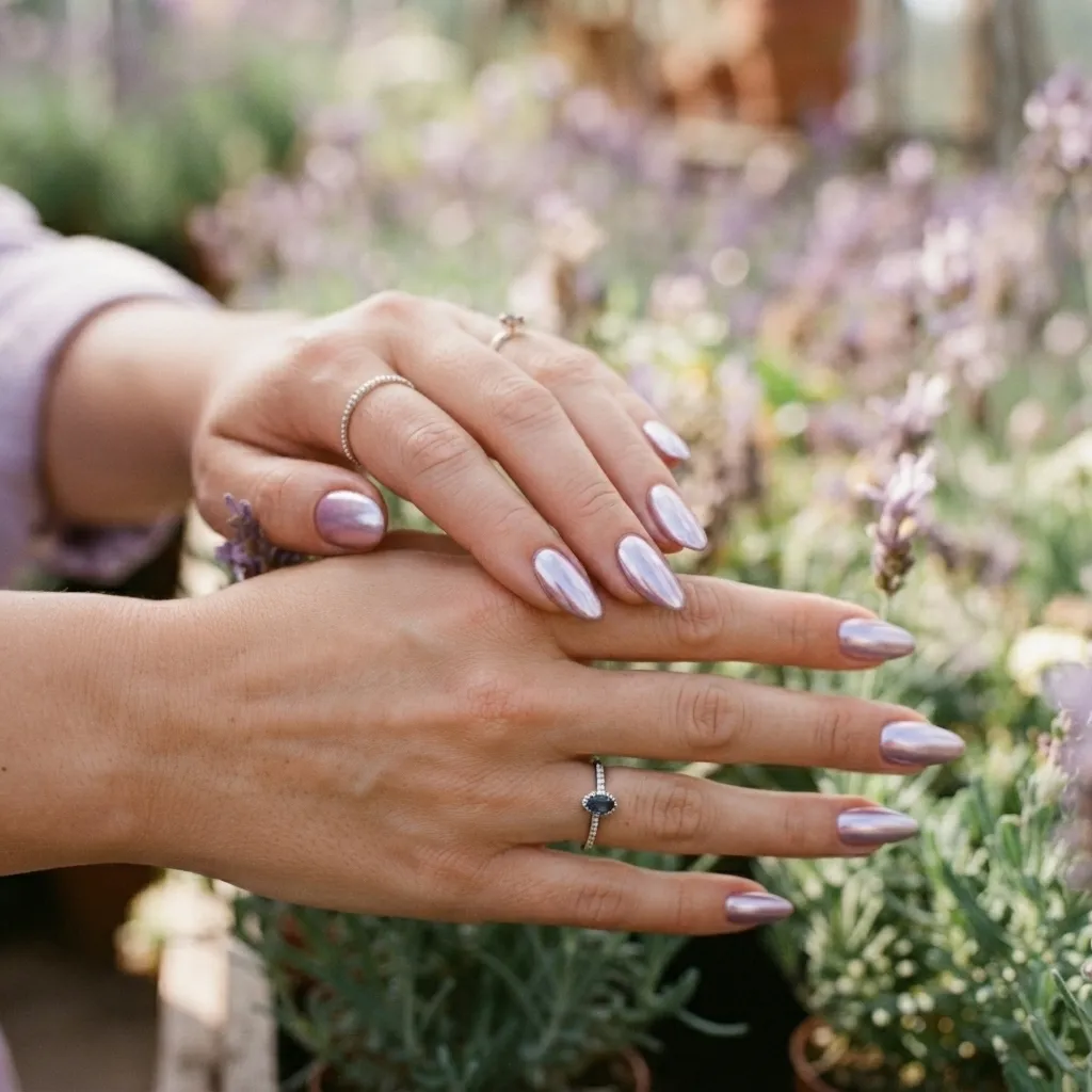 Lavender Chrome Nails