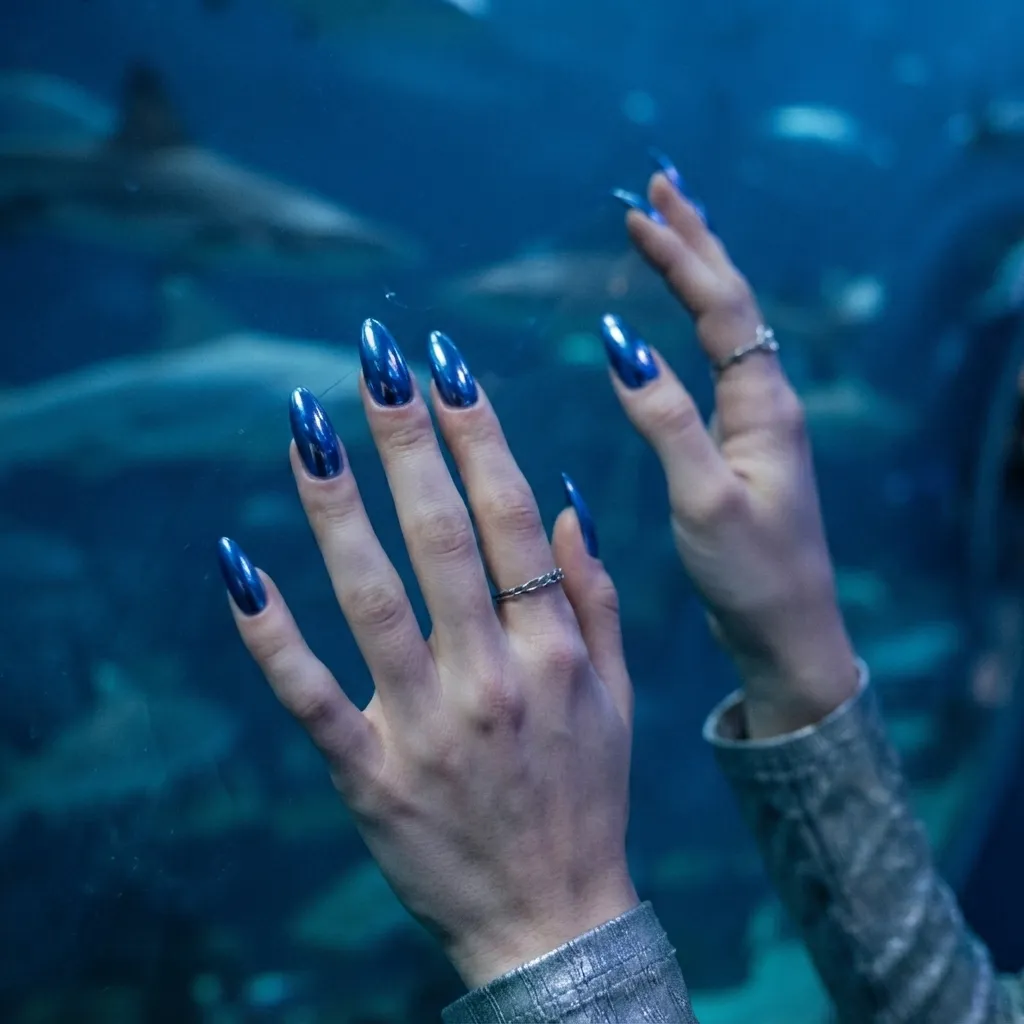Blue Chrome Nails
