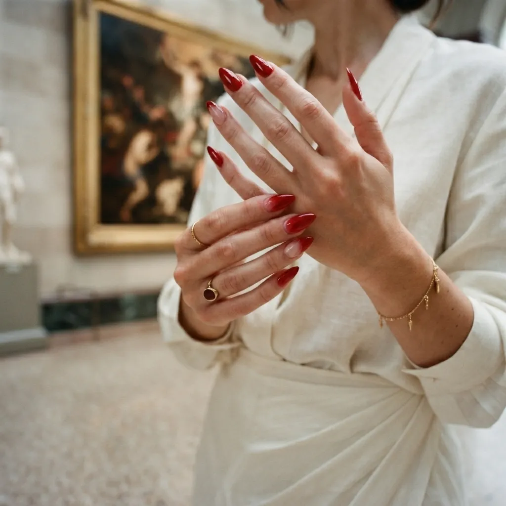 Crimson Veil Nails