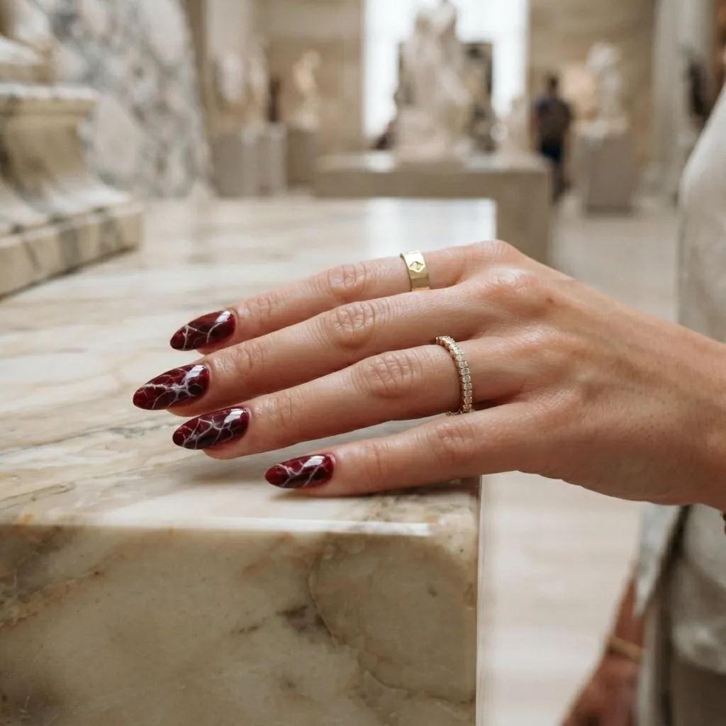 Garnet Marble Nails