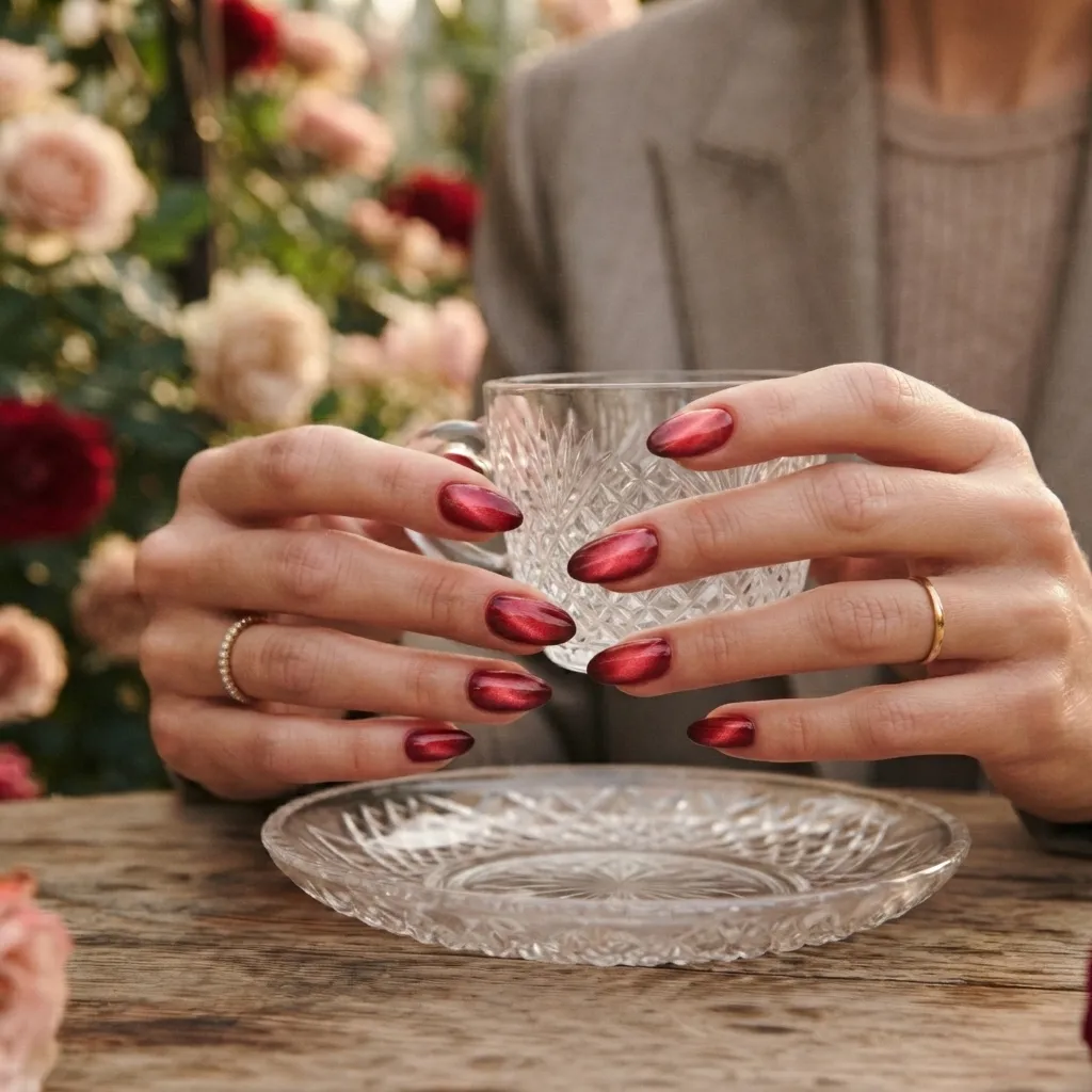 Rosewood Red Aura Nails