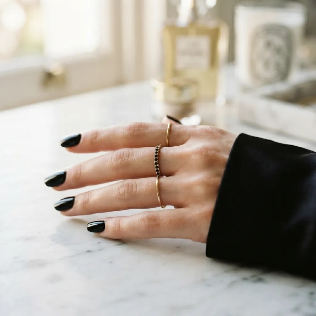 Glossy Black Nails