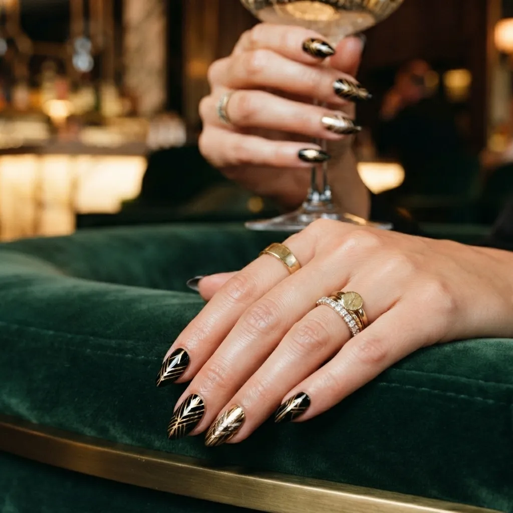 Black and Gold Nails