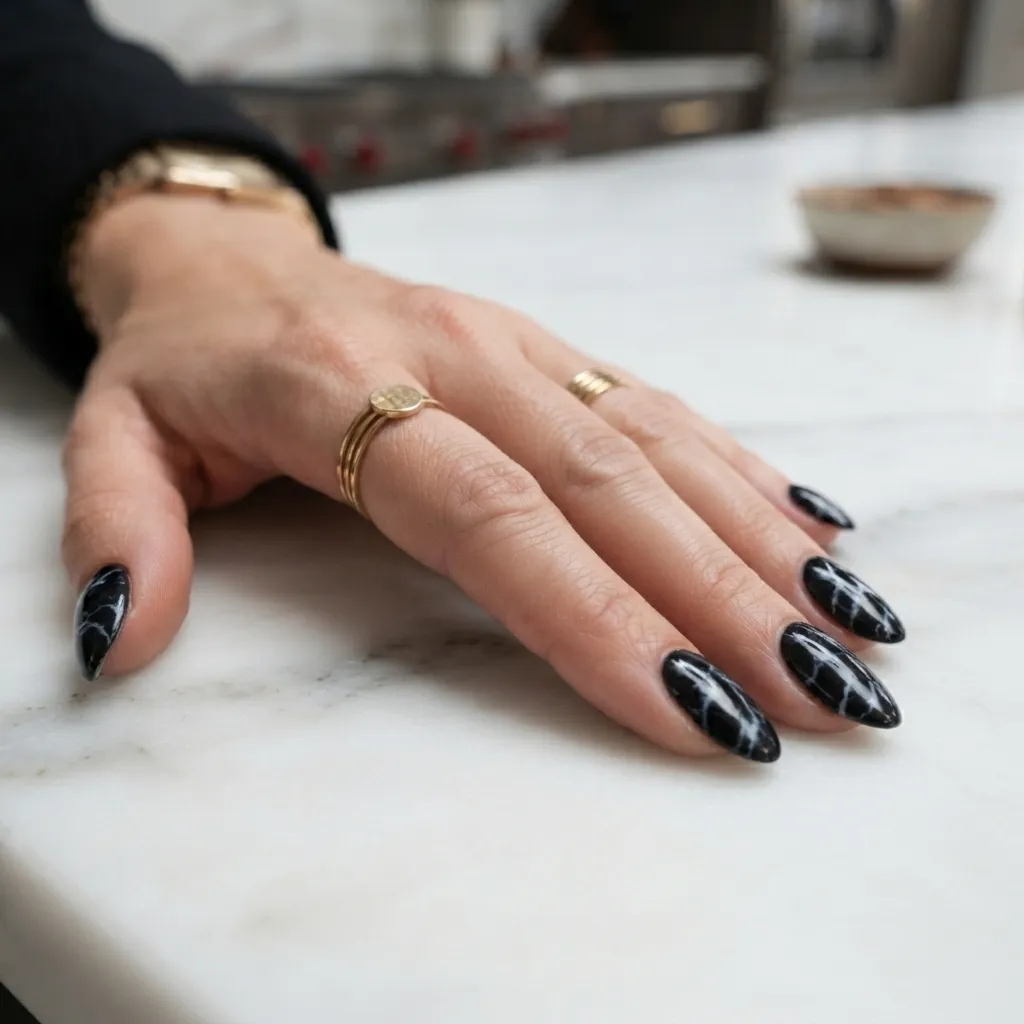 Black Marble Nails
