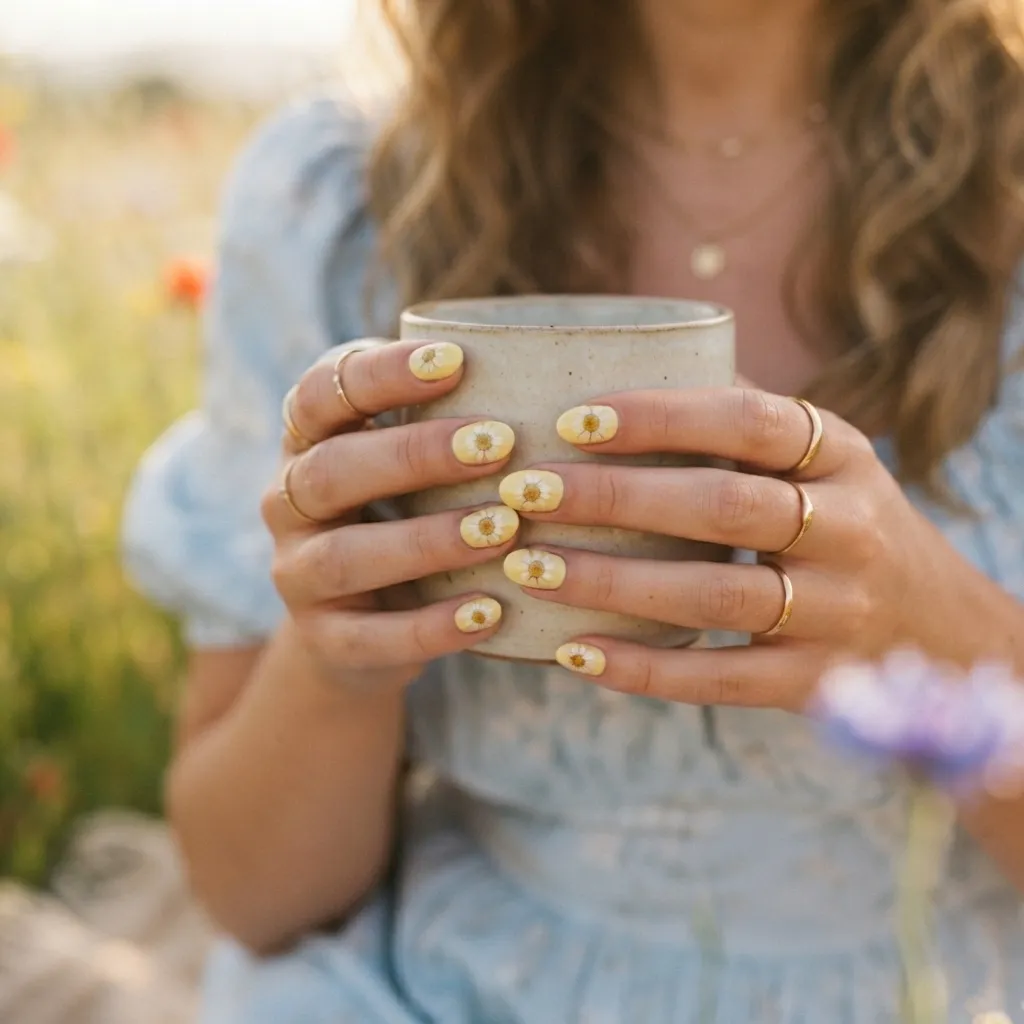 Daisy Accent Nails