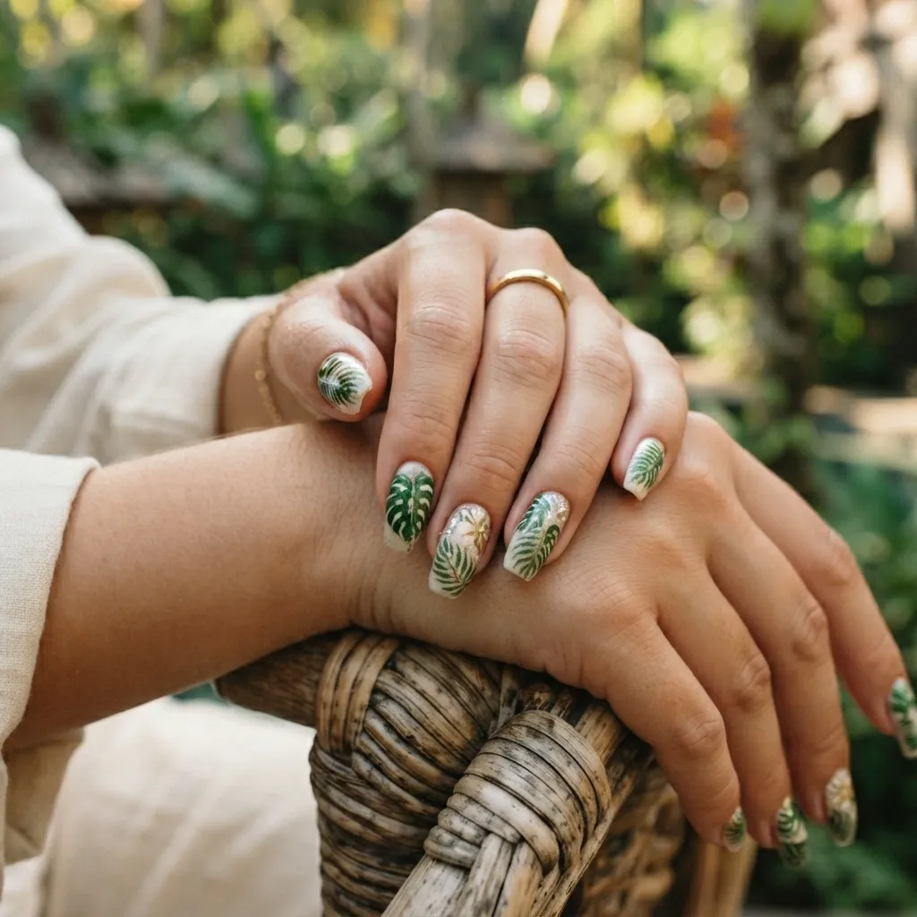 Tropical Leaf Nails