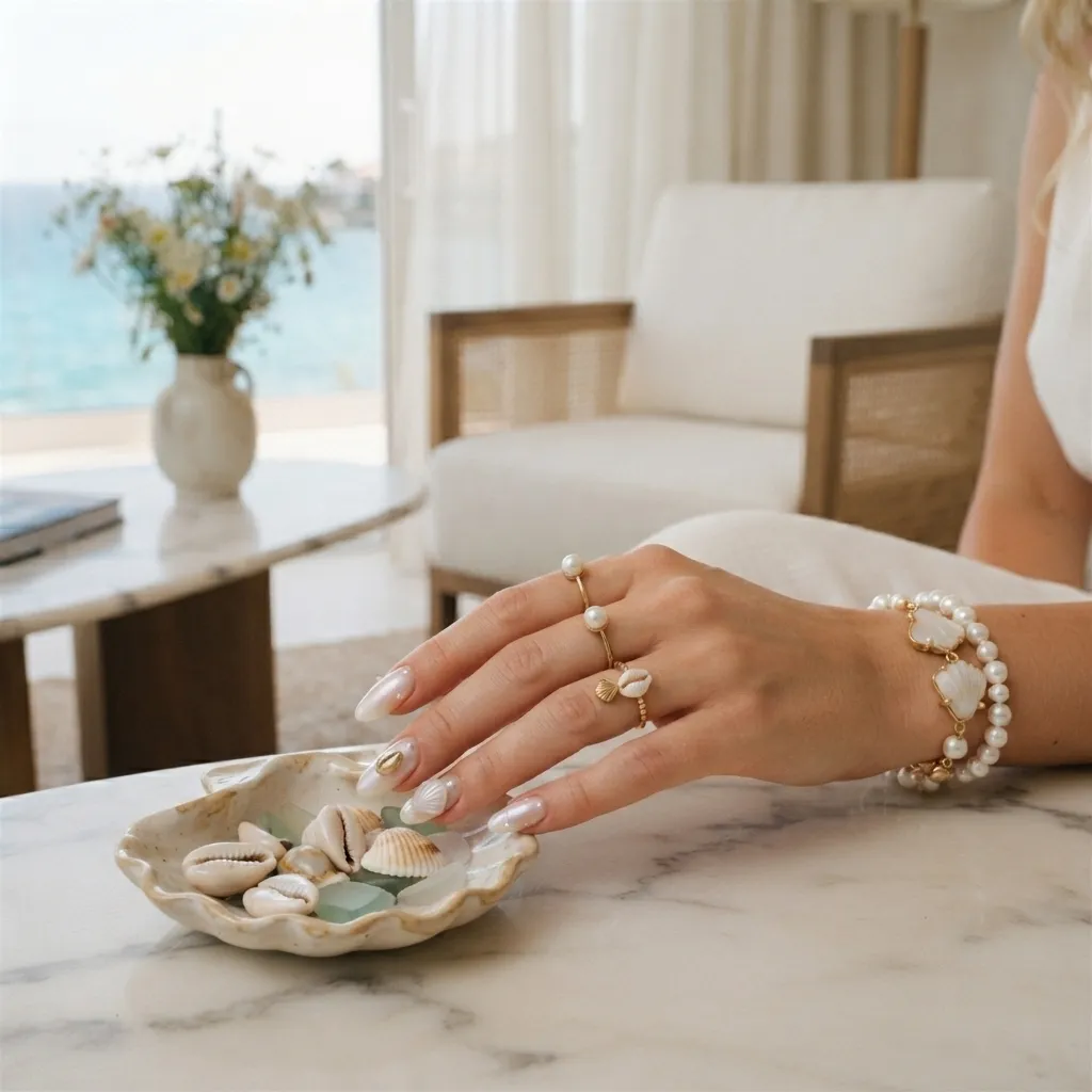 Seashell Pearl Nails