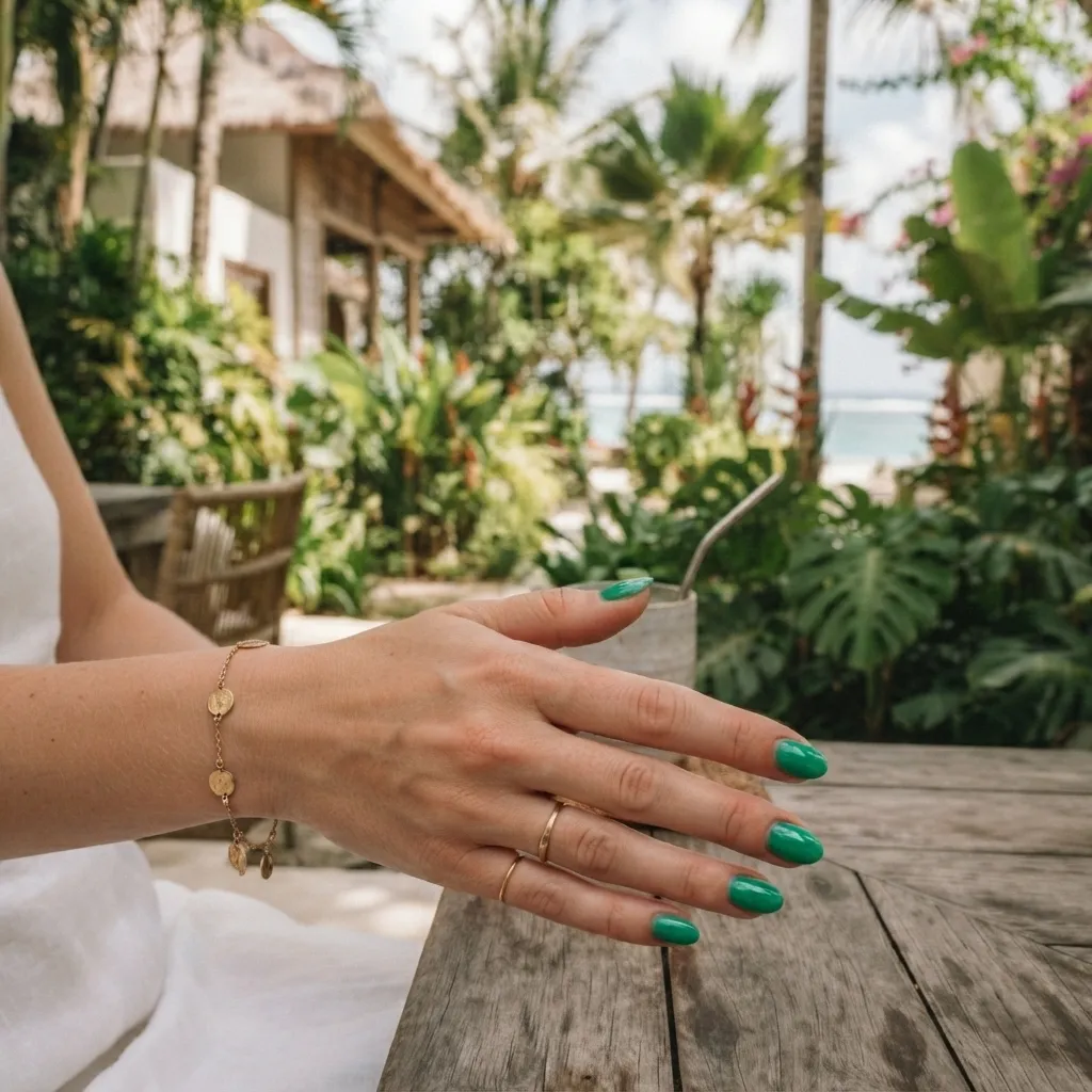 Tropical Green Nails