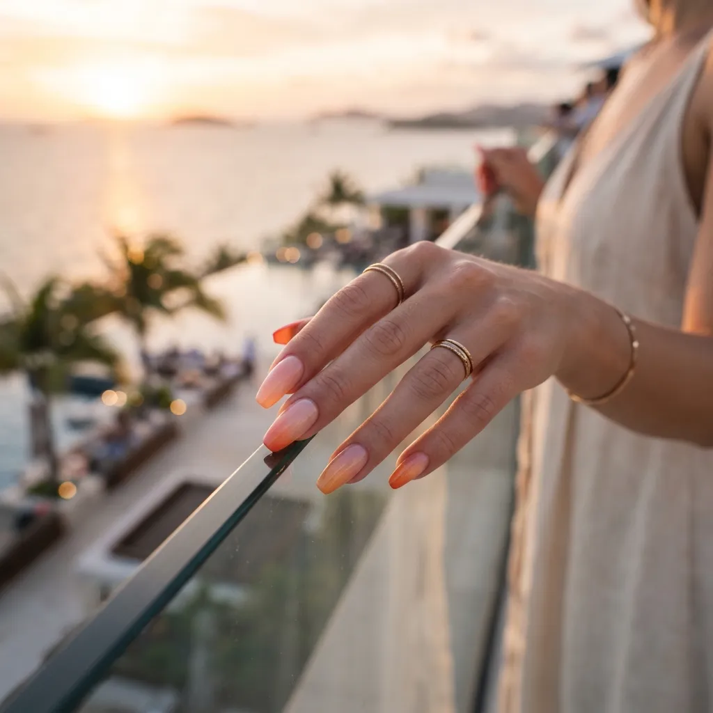 Sunset Ombre Vacation Nails