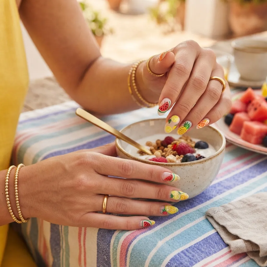 Tropical Fruit Vacation Nails