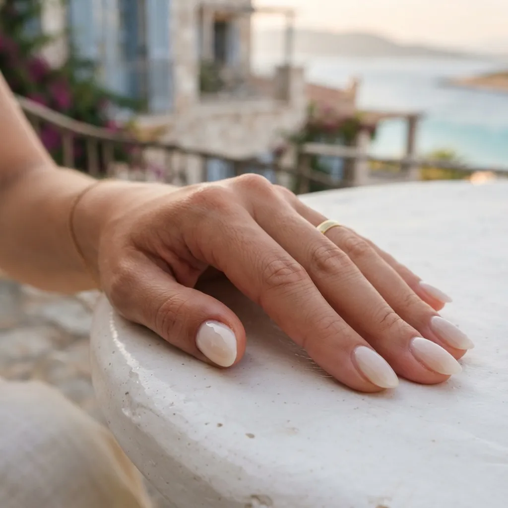 Milky White Resort Nails