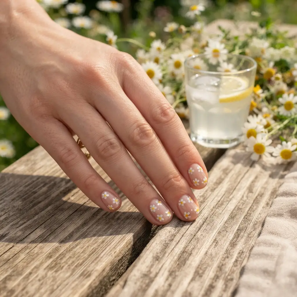 Tiny Daisy Nails