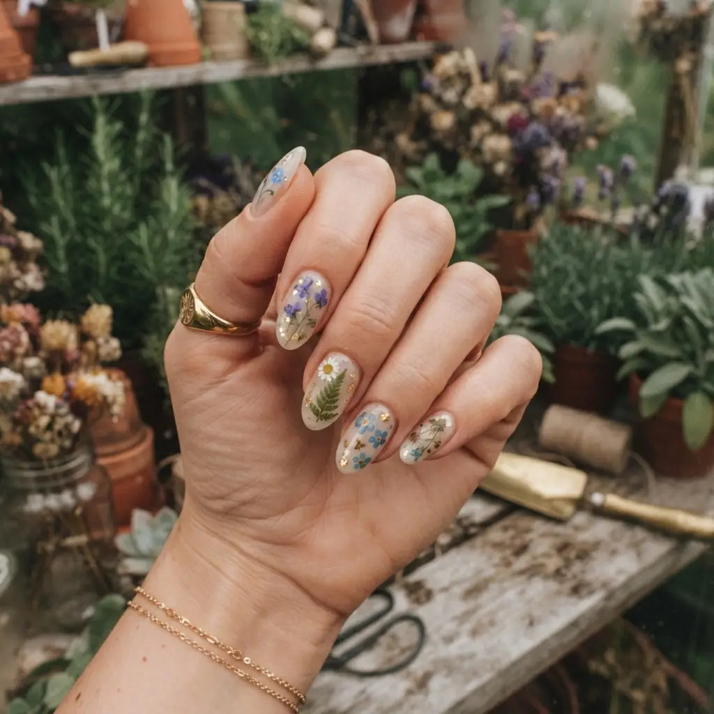 Pressed Flower Nails