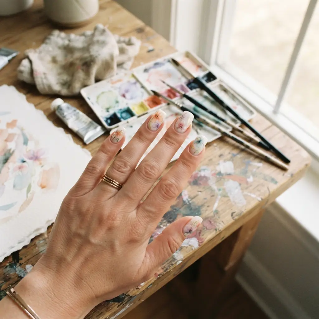 Watercolor Floral Nails