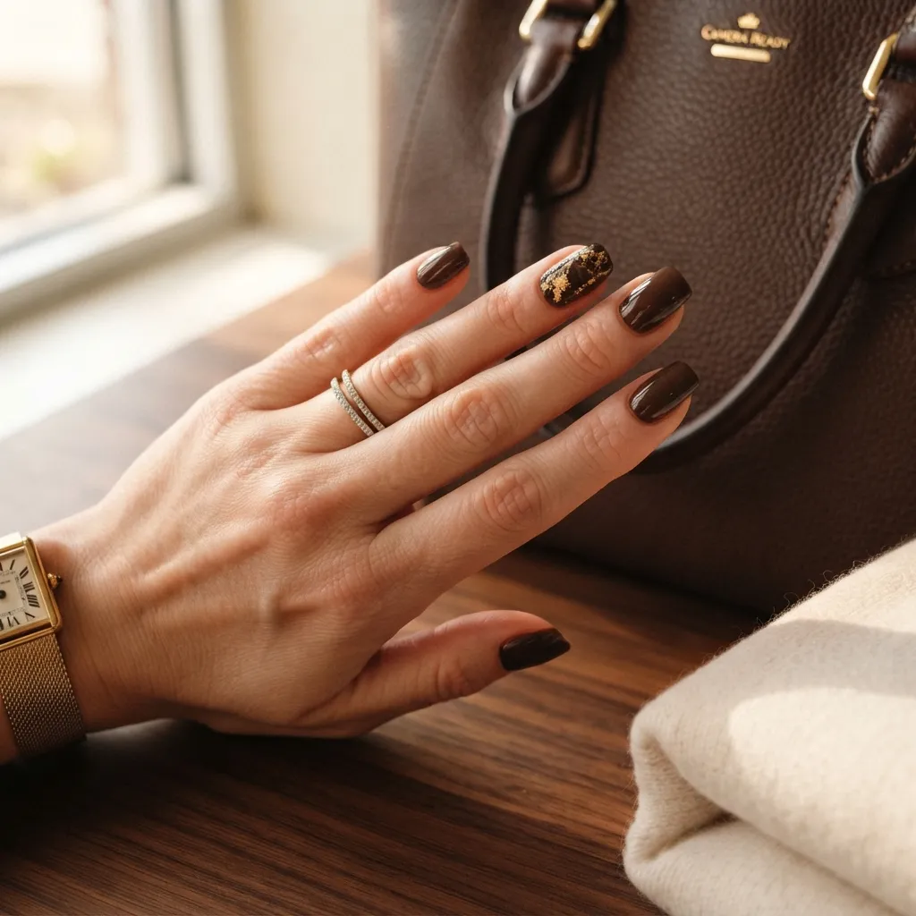 Chocolate Brown With Gold Details