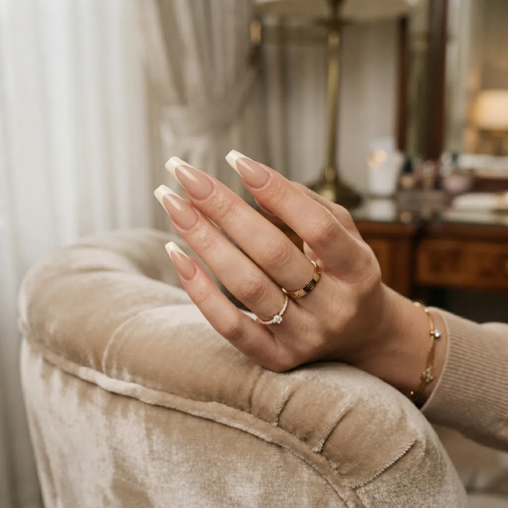 Nude Sculpted French Tips
