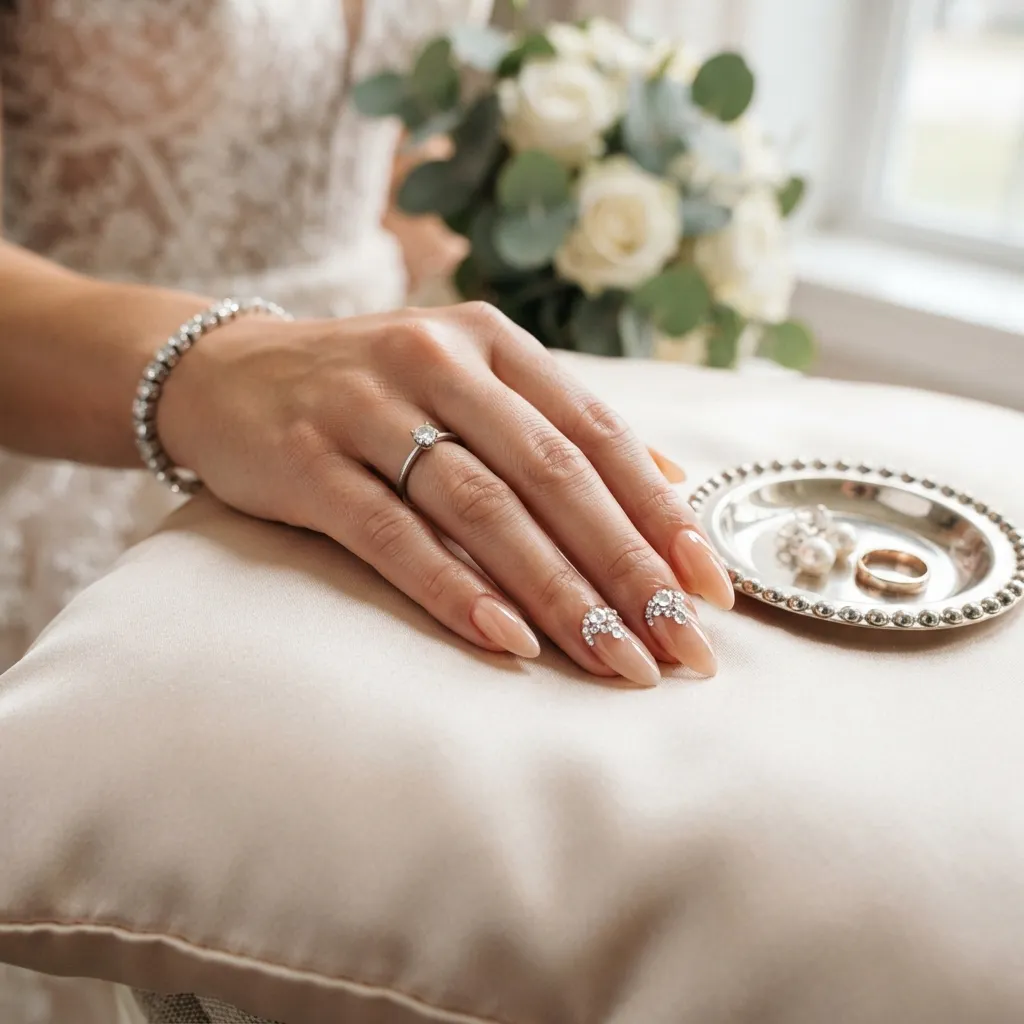 Crystal Accent Nude Nails