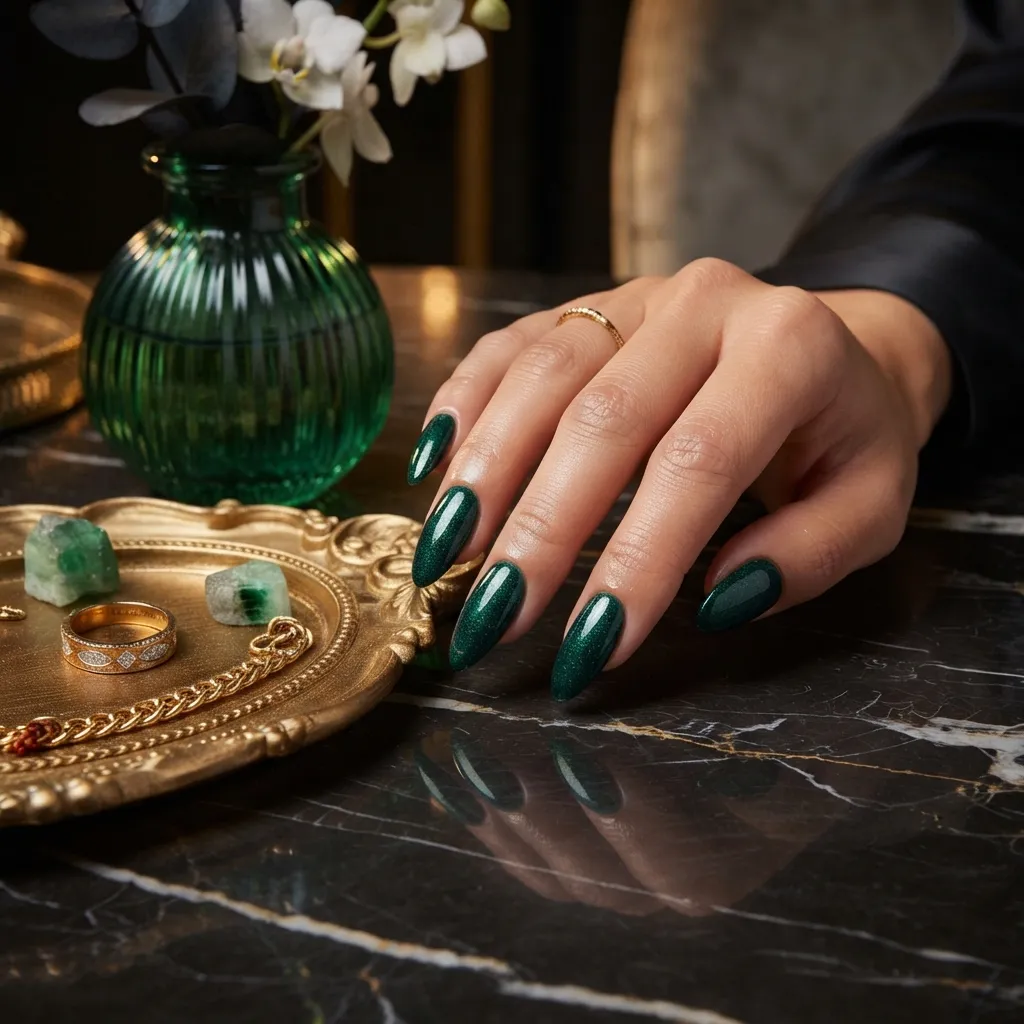 Emerald Green Luxury Nails