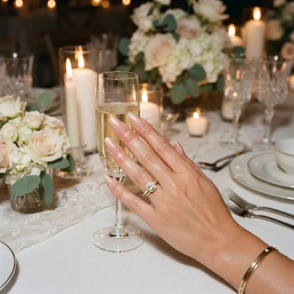 Subtle Glitter Wedding Nails