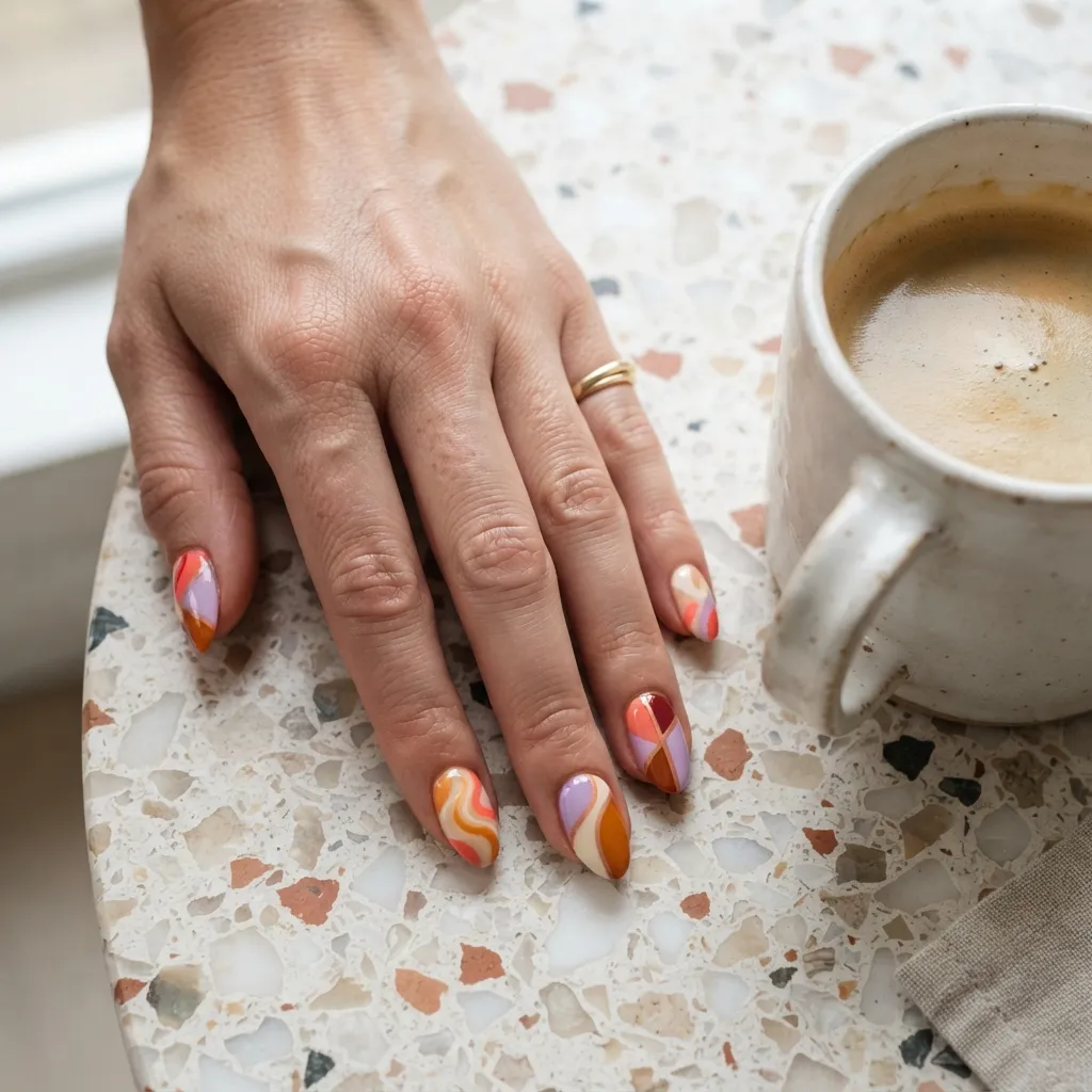 Abstract Color Block Nails