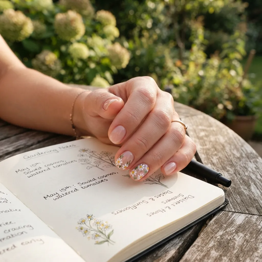 Tiny Floral Accent Nails