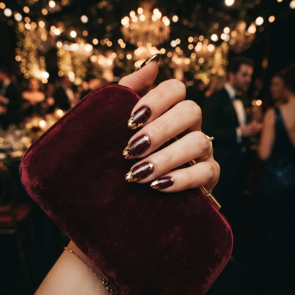 Gold Foil Accent Nails
