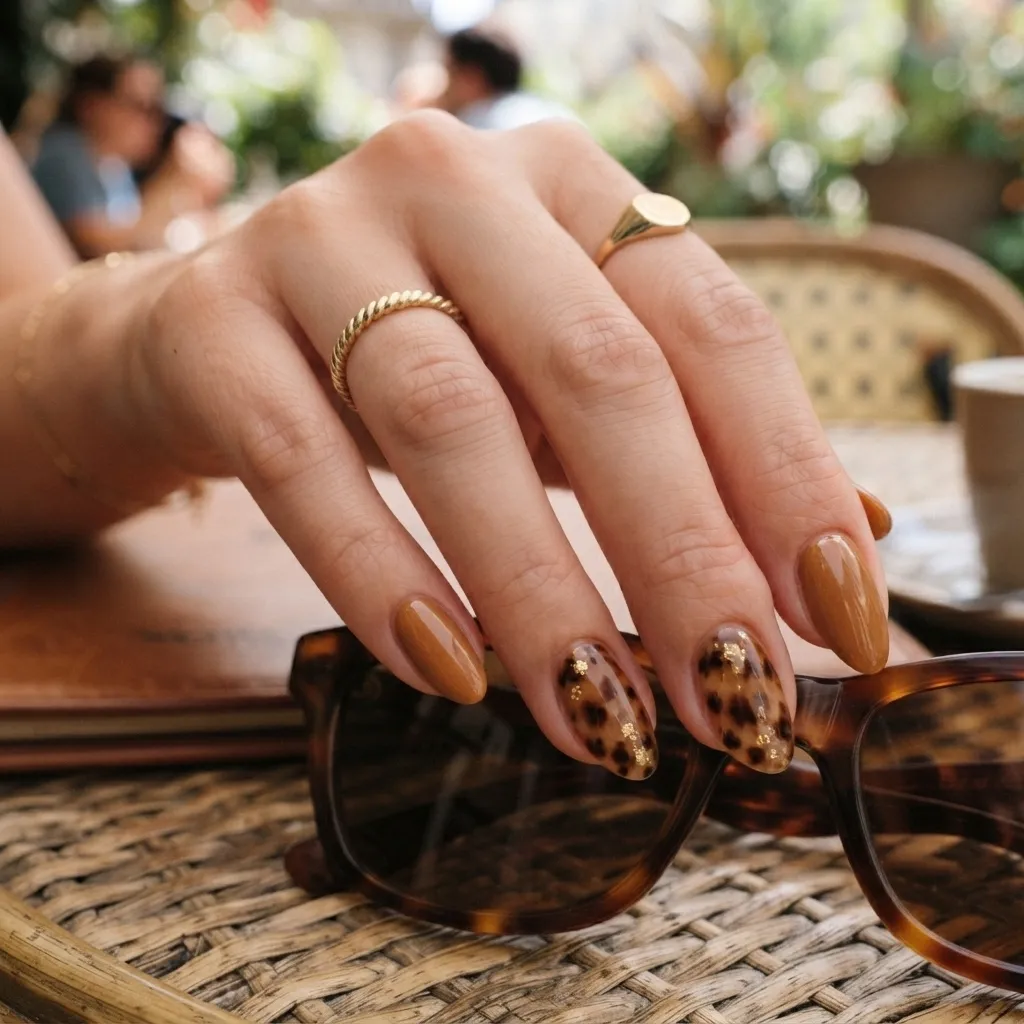 Tortoiseshell Accent Nails