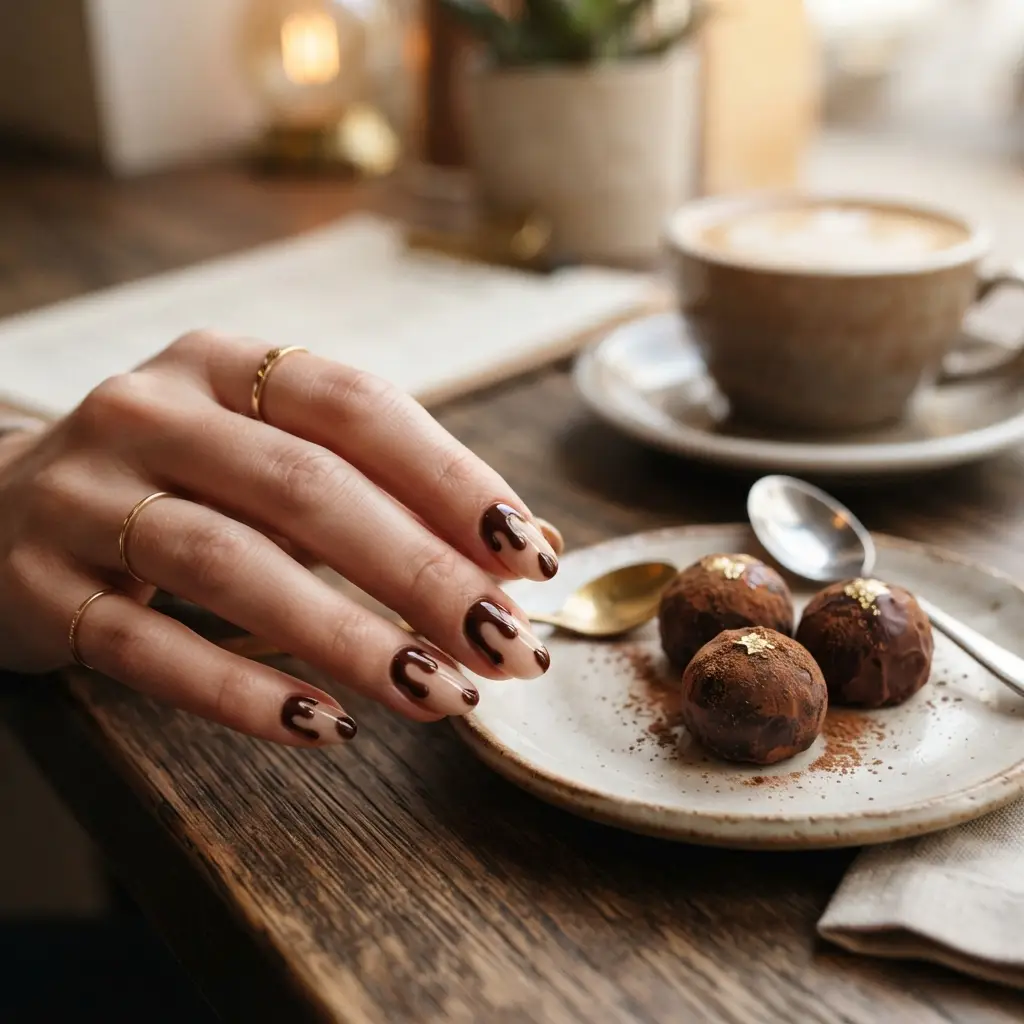Chocolate Drip Nail Art