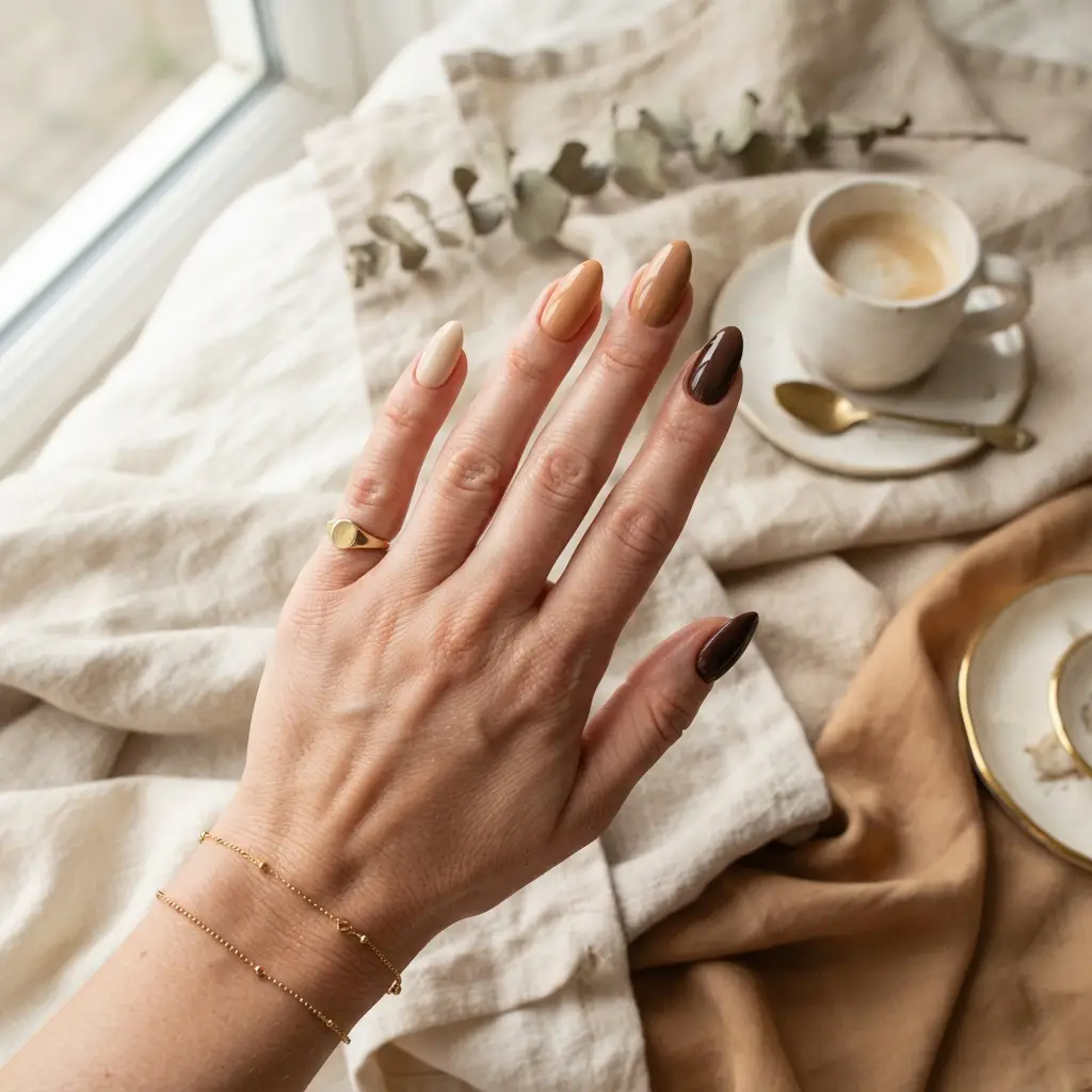 Latte Ombre Nails