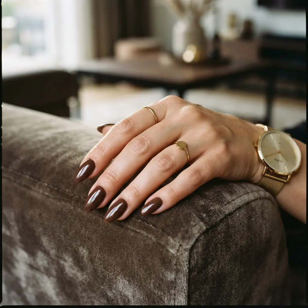 Deep Latte Gloss Nails