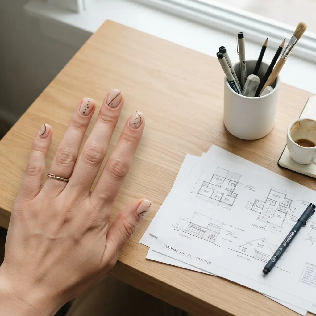 Minimalist Latte Line Nails