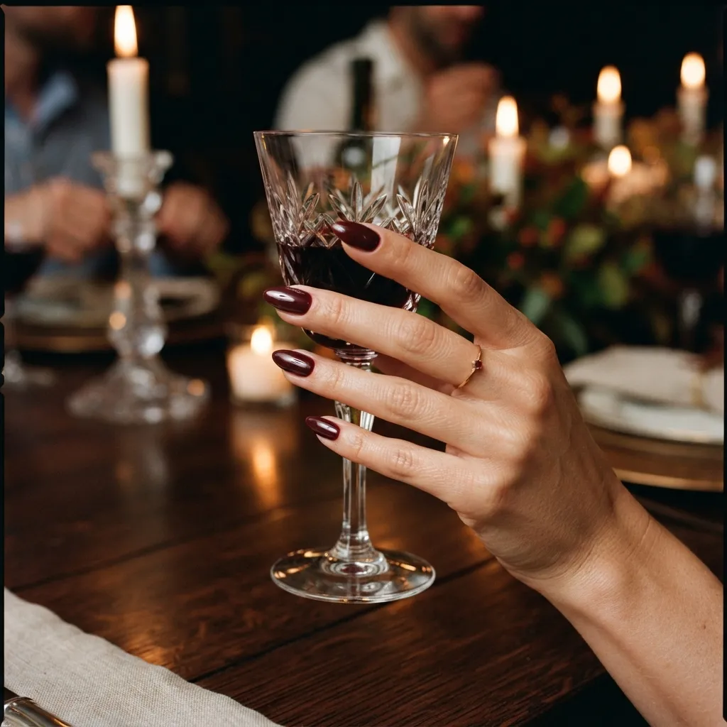 Burgundy Nails With a Glossy Wine Finish