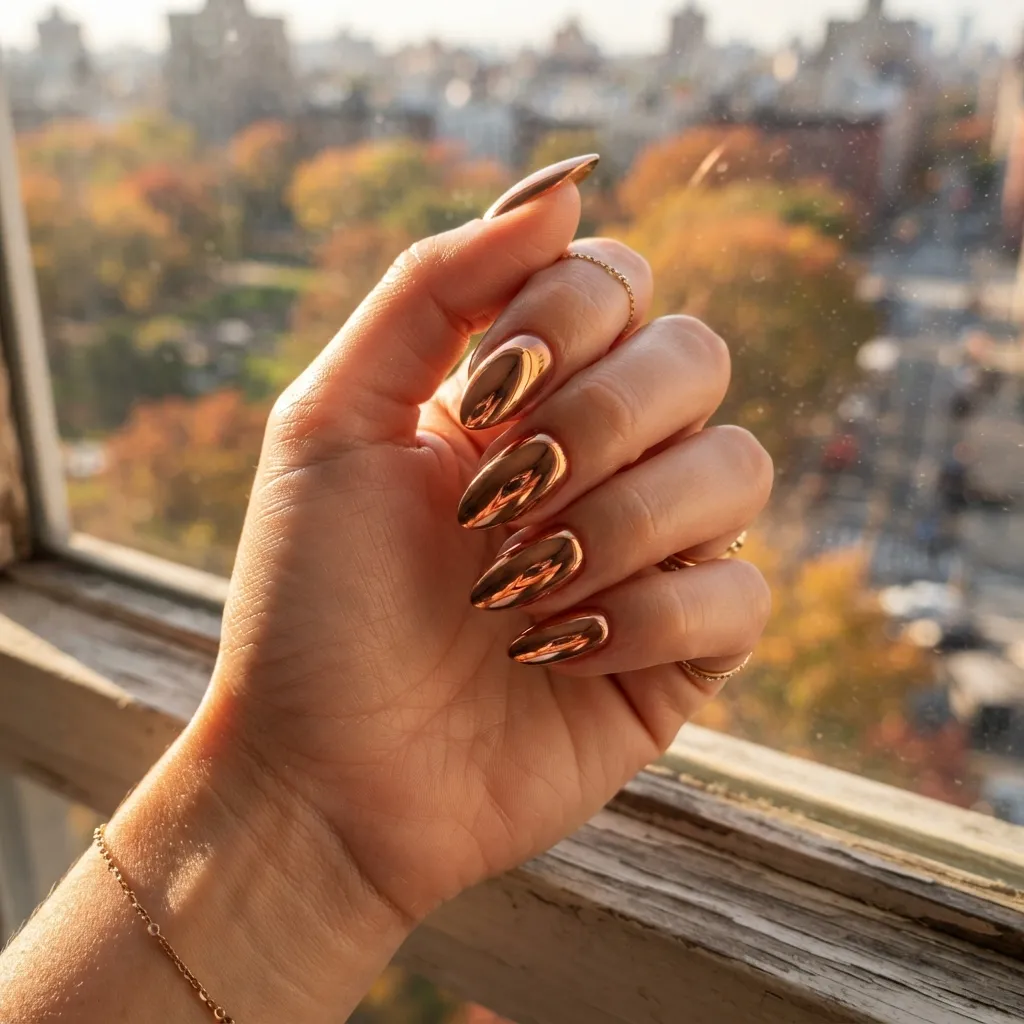 Copper Chrome Nails