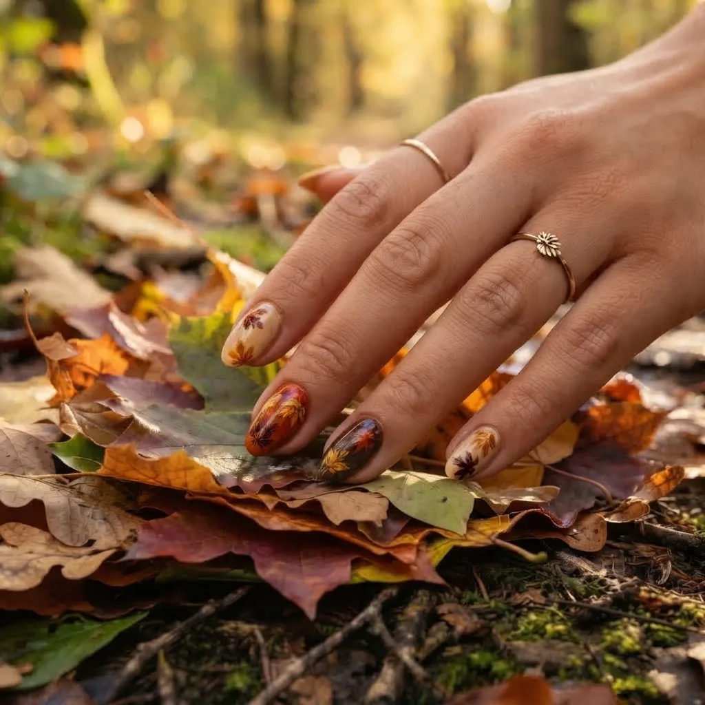 Maple Leaf Accent Nails
