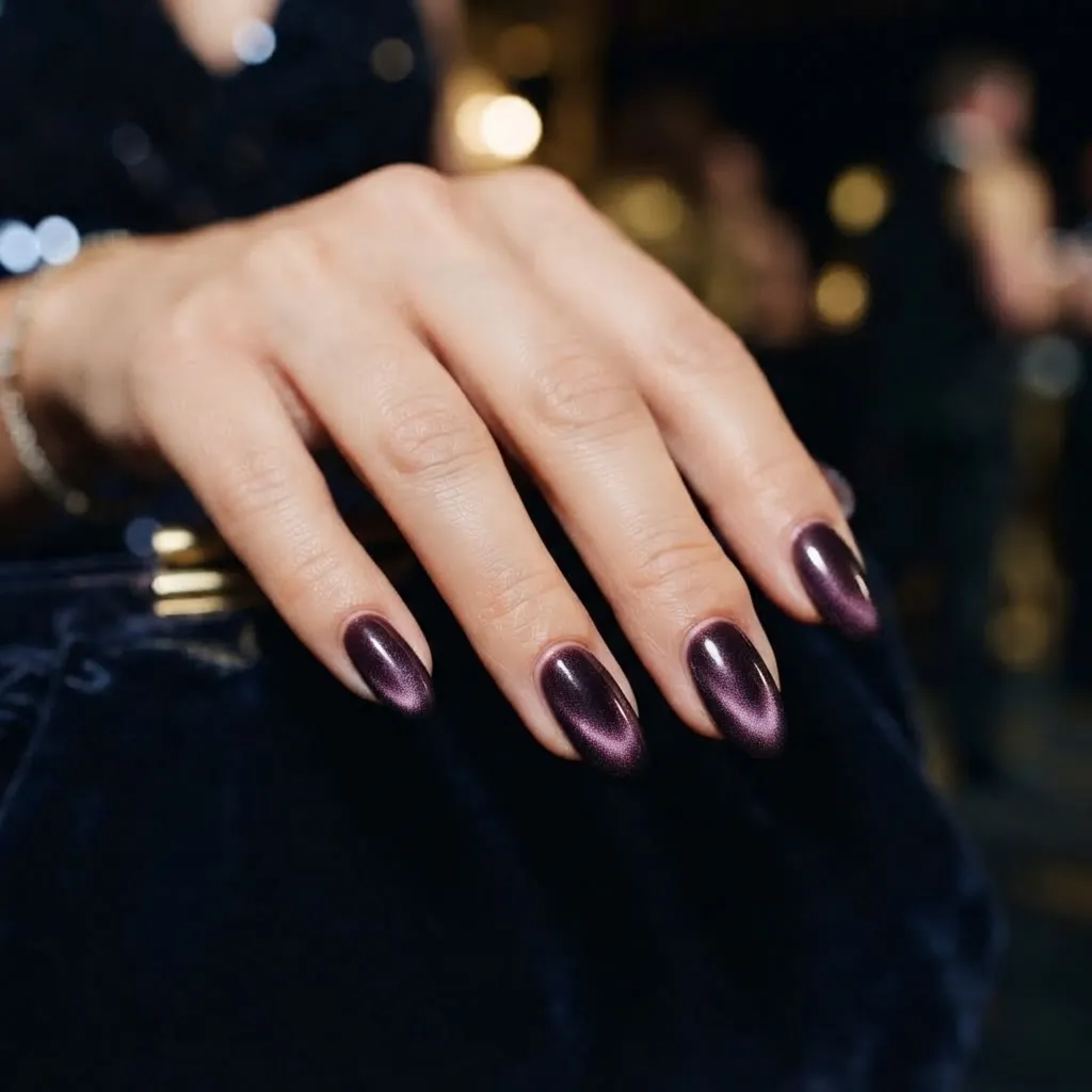 Deep Plum Velvet Nails
