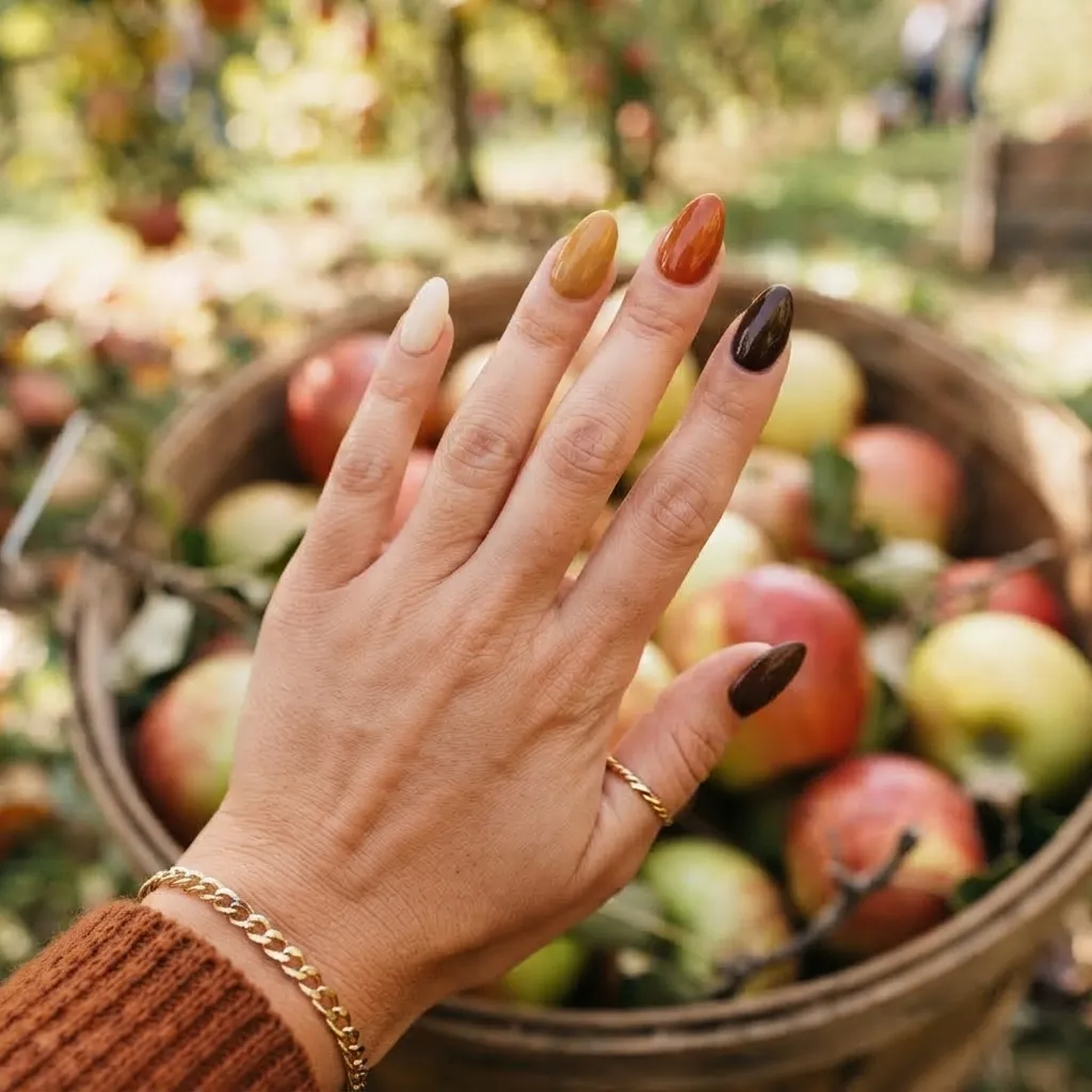 Pumpkin Spice Gradient Nails