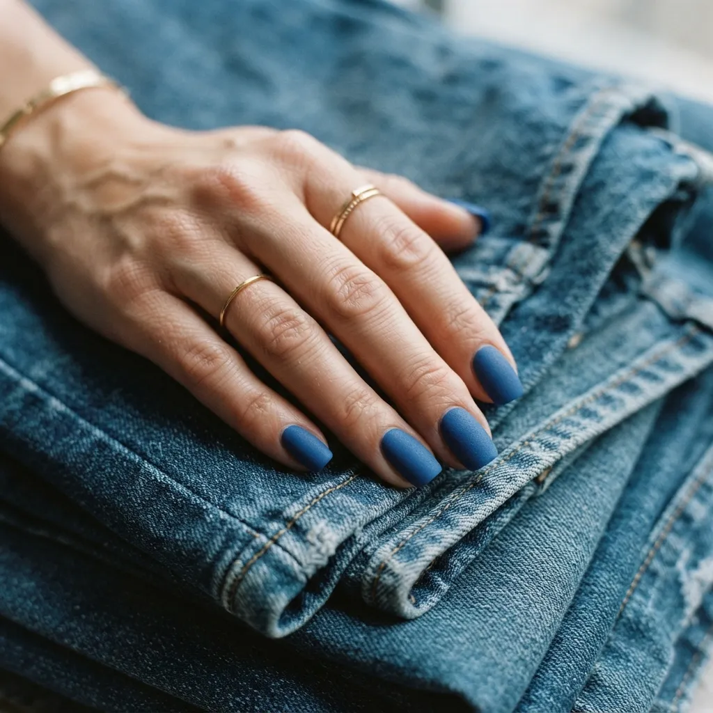 Denim Blue Matte Nails