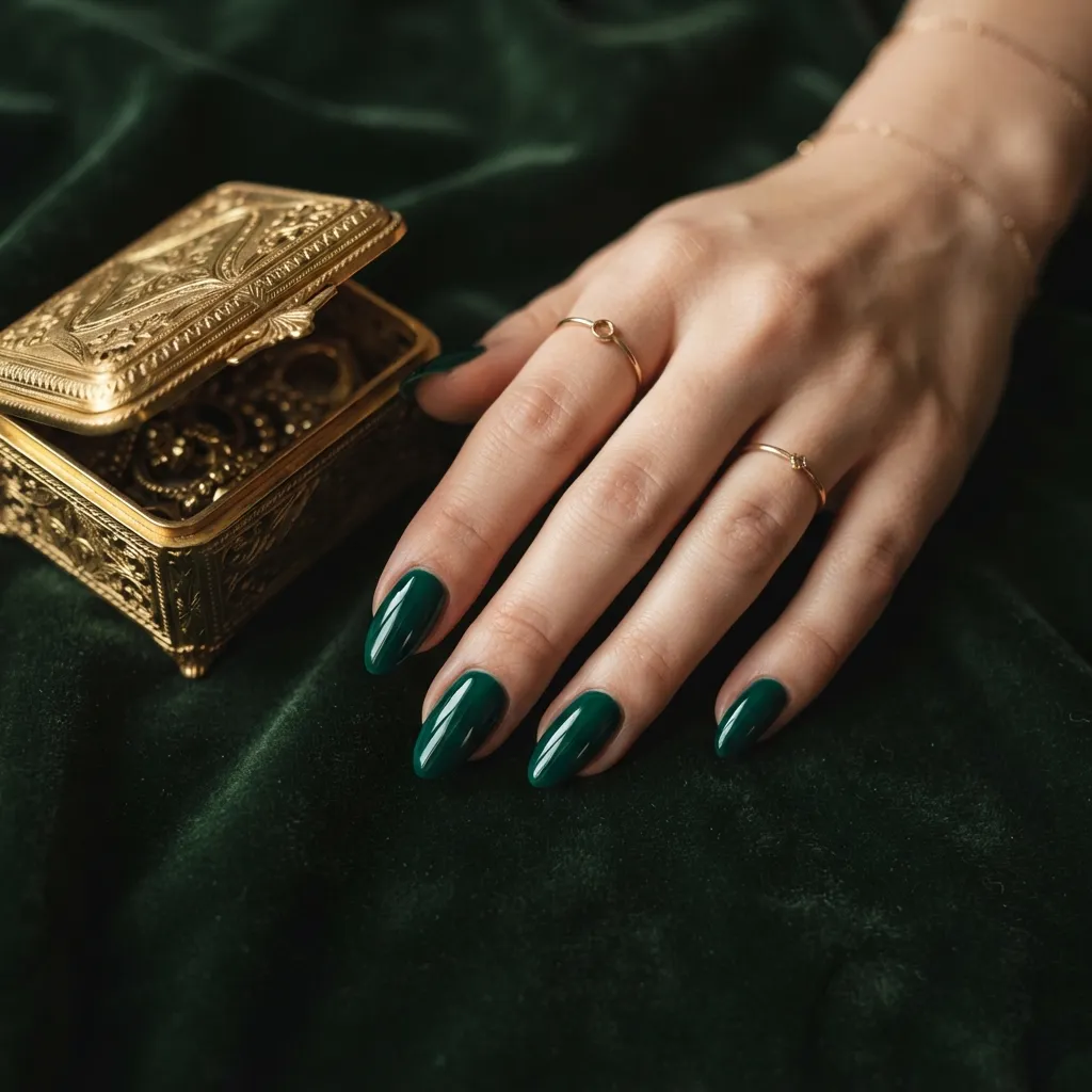 Glossy Emerald Green Nails
