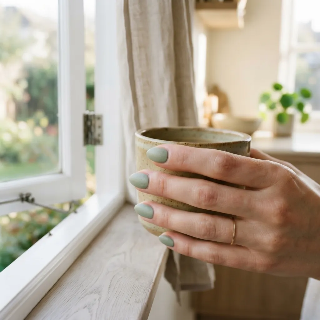 Soft Sage Green Nails