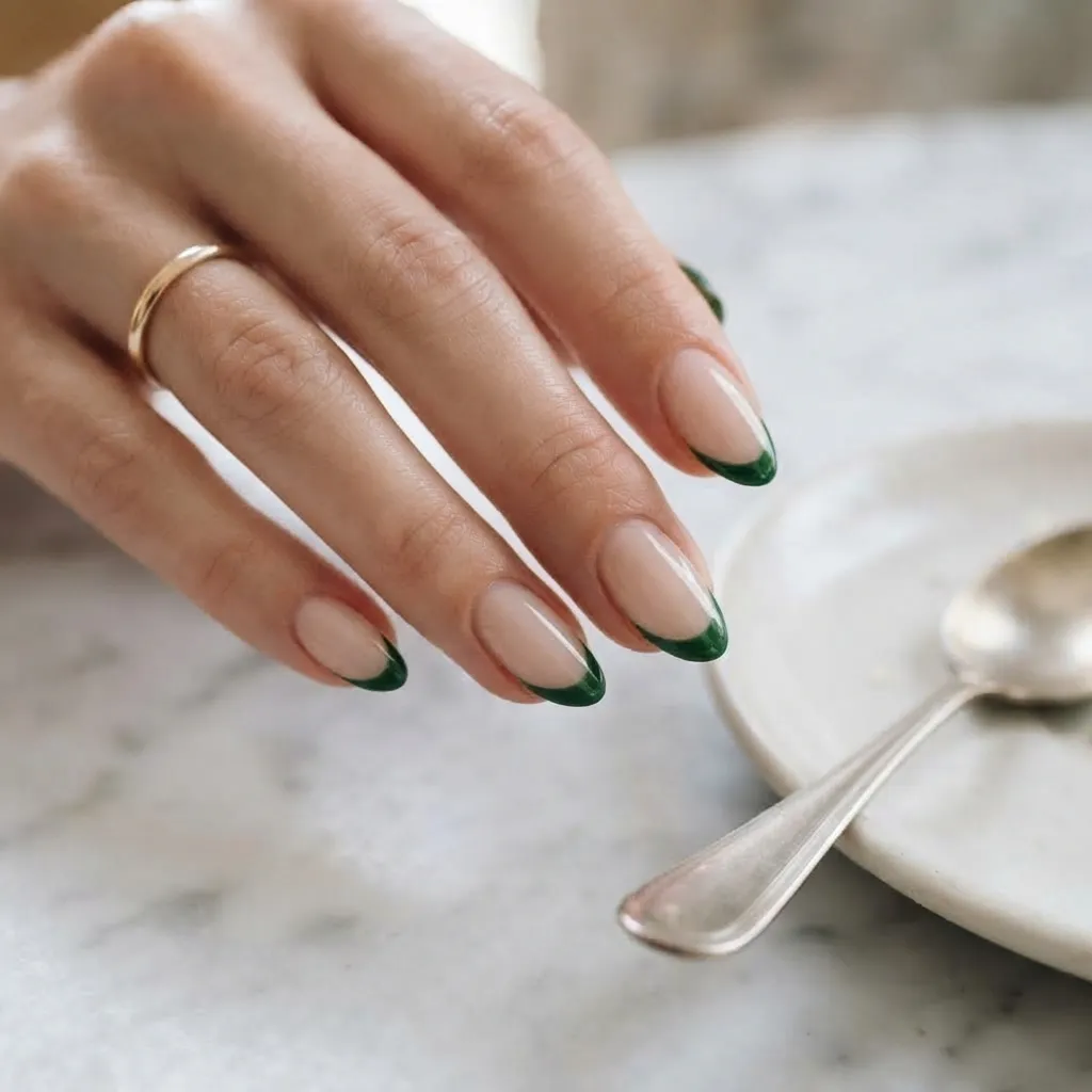 Green French Tip Nails