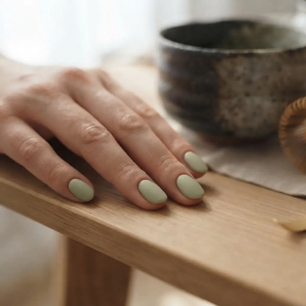 Matcha Green Minimalist Nails