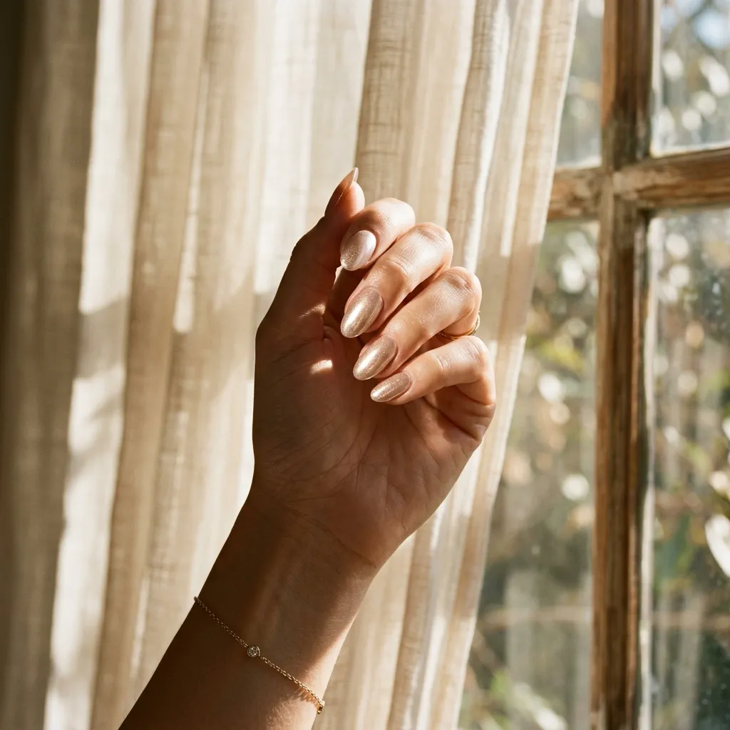 Nude Chrome Nails